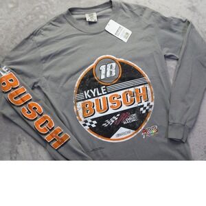 Men's Kyle Busch Joe Gibbs Racing NASCAR Long‎ Sleeve Gray T Shirt S NWT